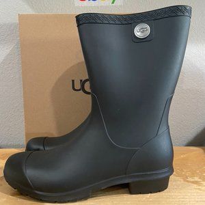 NEW UGG BLACK MATTE RAIN BOOTS SIENNA NIB 1100510